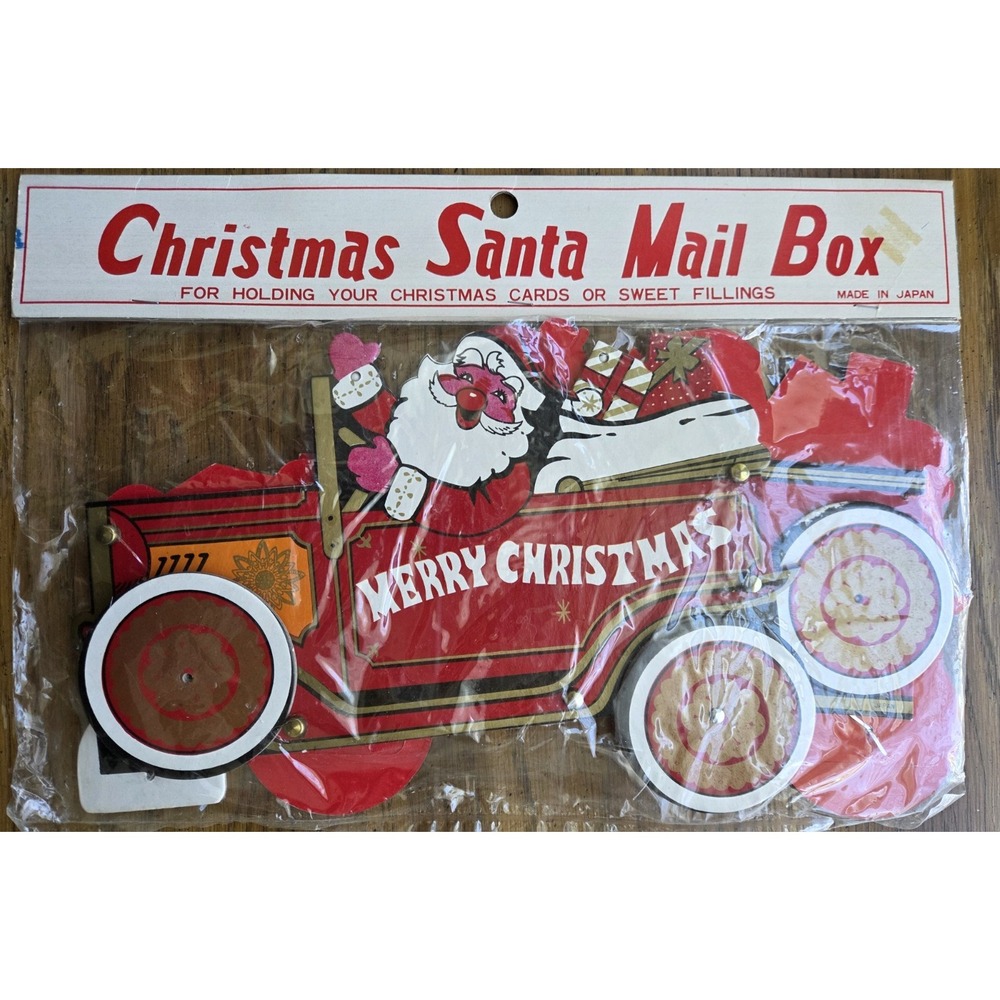 Vintage Cardboard Foldout 3D Christmas‎ Santa Mail Box for Cards Letters Treats